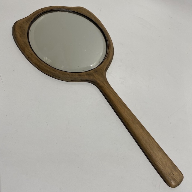 MIRROR, Hand Held - Wooden - Vintage